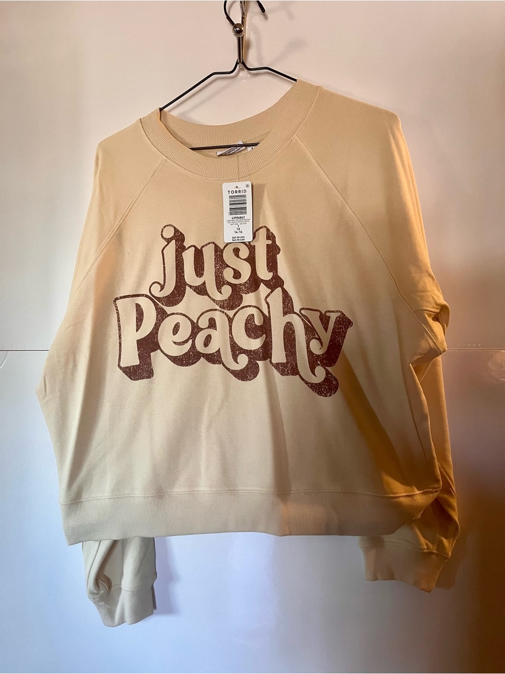 torrid Cream 'Just Peachy' Crewneck Sweatshirt
